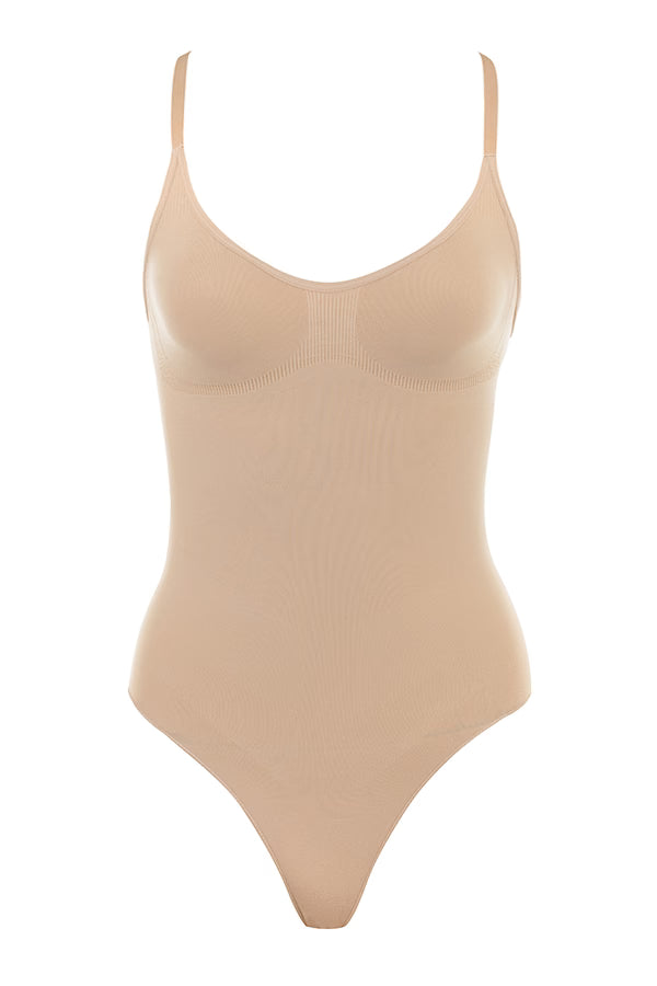 sculpting full brief bodysuit almond