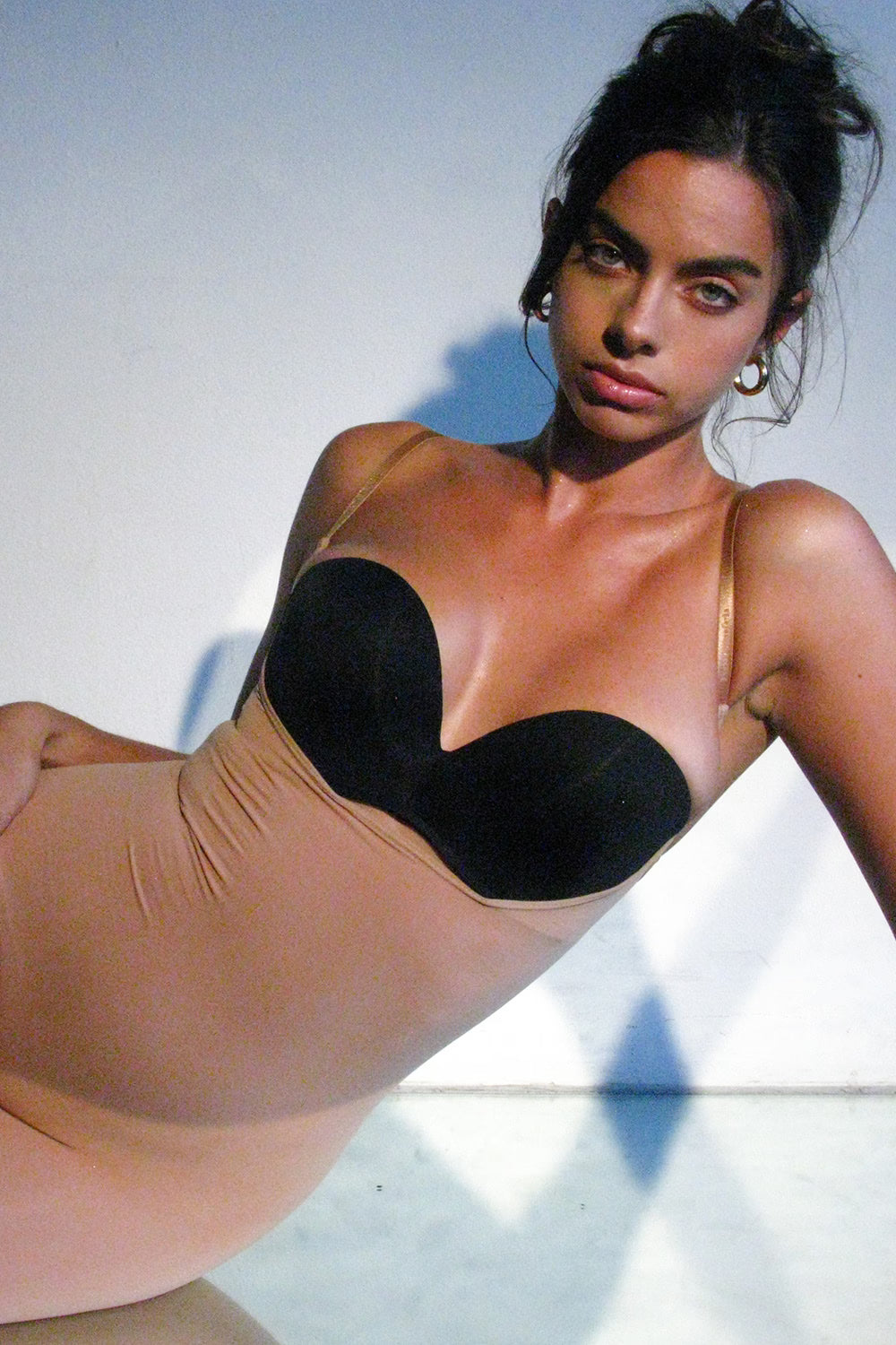 mid thigh sculpting bodysuit cafe au lait