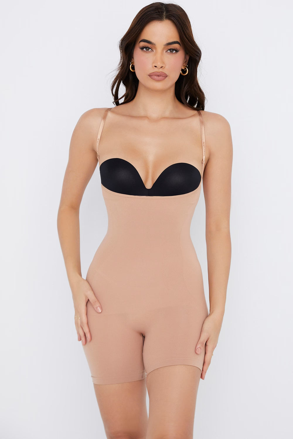 mid thigh sculpting bodysuit cafe au lait