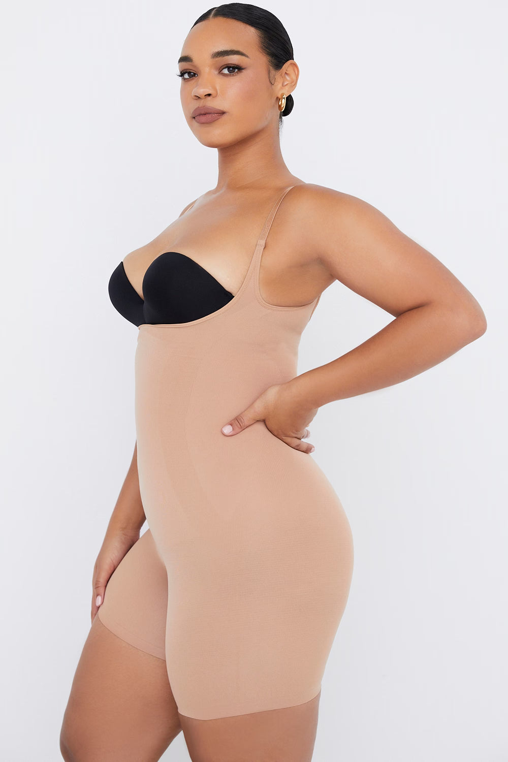 mid thigh sculpting bodysuit cafe au lait