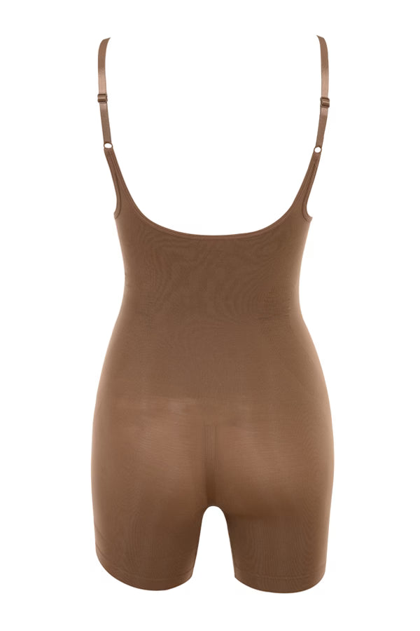 mid thigh sculpting bodysuit mocha