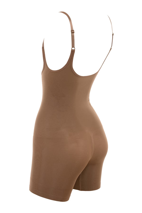 mid thigh sculpting bodysuit mocha