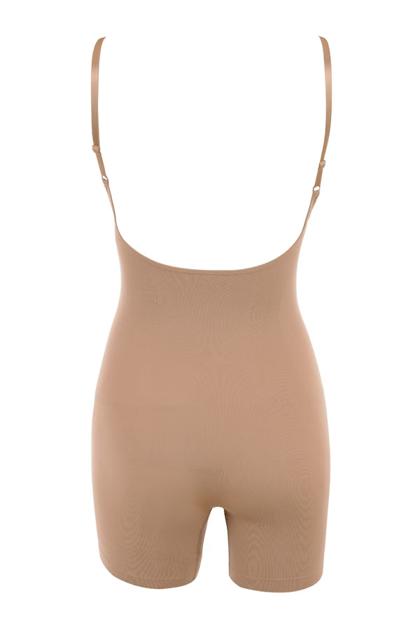 mid thigh sculpting bodysuit cafe au lait