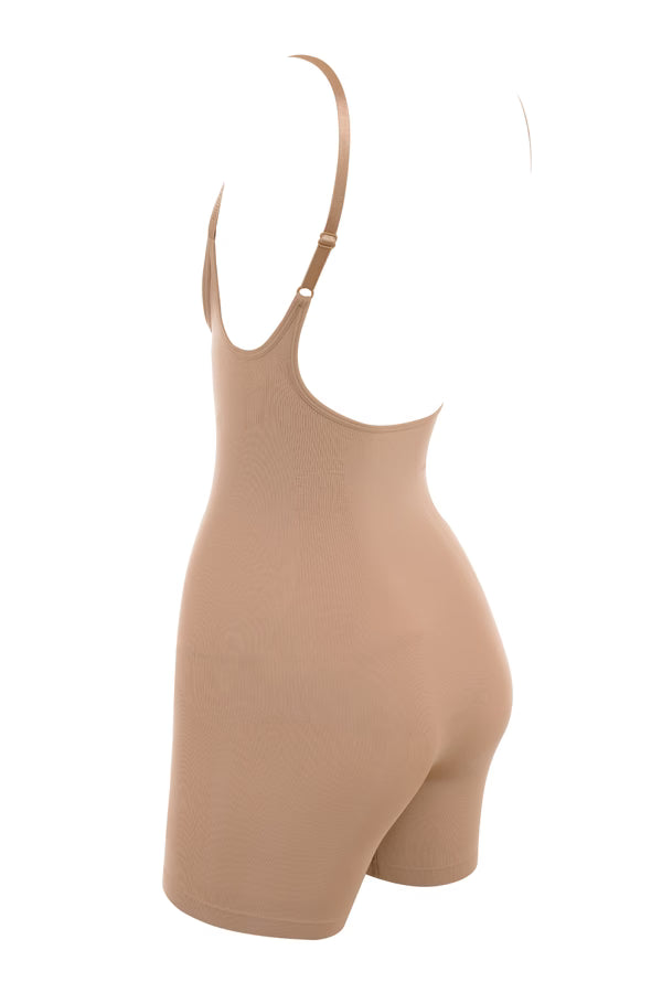 mid thigh sculpting bodysuit cafe au lait